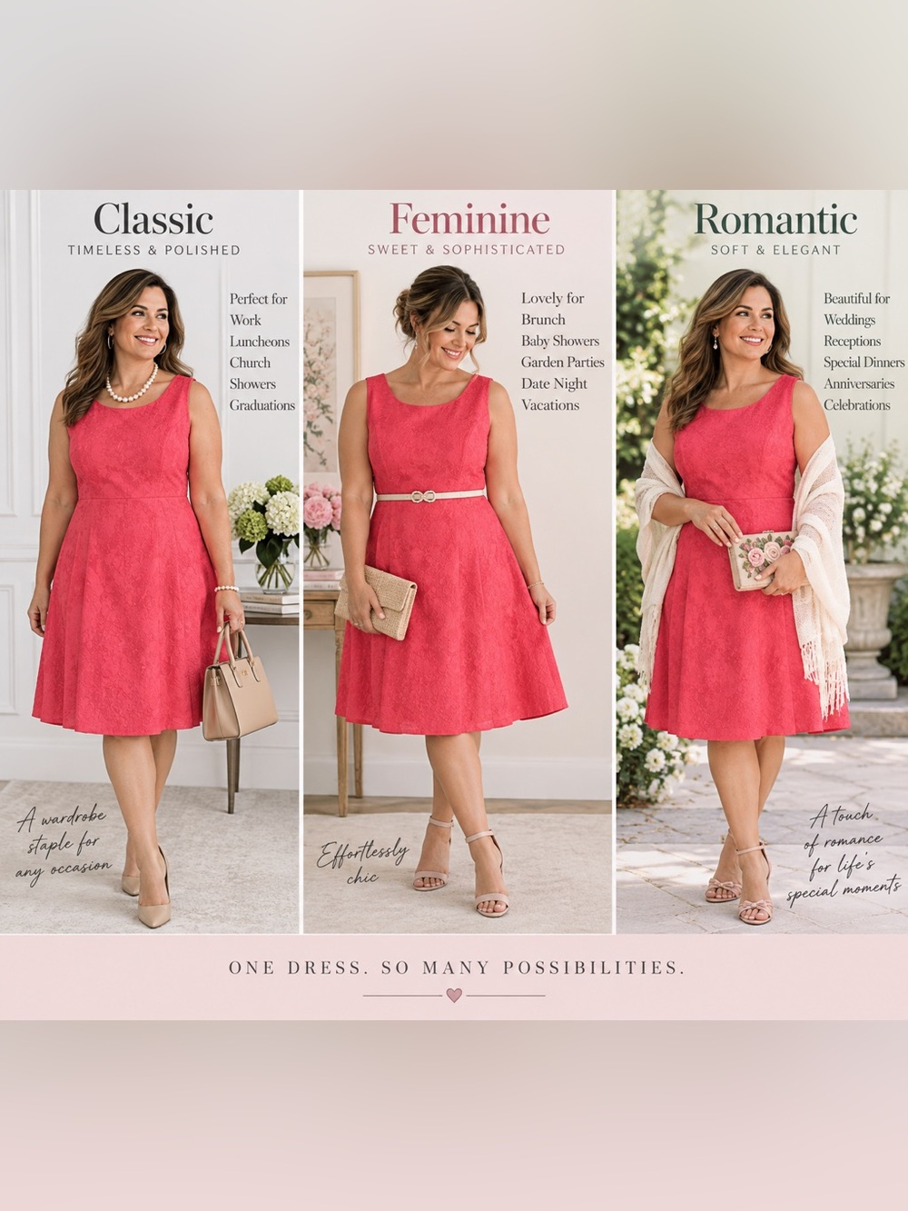 Talbots Woman 18W NWT Coral Pink Floral Jacquard Fit & Flare Dress - Picture 11 of 11